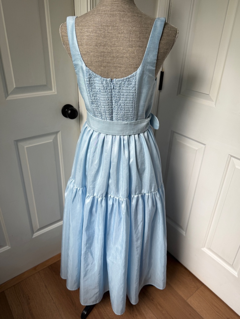 Hutch Alice Belted Tiered Blue Midi Dress Size 8 - Picture 3 of 5